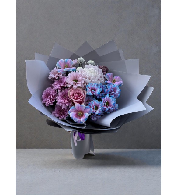 Luna Mist – Lila & Mavi Pastel Buket